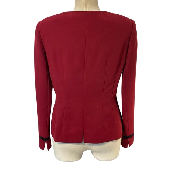Zoey Women’s Red With Black Frog Toggle Closure Dressy Blazer Jacket Sz 10 - Picture 6 of 10